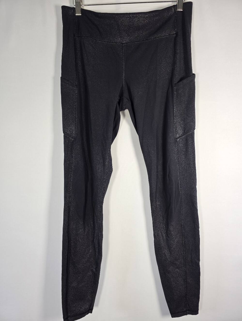 Lululemon Black Shimmer Leggings Size 10 High Rise Pocket Athletic Yoga Pants